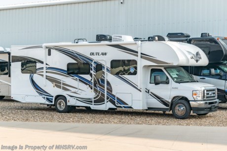 4-11-22  &lt;a href=&quot;http://www.mhsrv.com/thor-motor-coach/&quot;&gt;&lt;img src=&quot;http://www.mhsrv.com/images/sold-thor.jpg&quot; width=&quot;383&quot; height=&quot;141&quot; border=&quot;0&quot;&gt;&lt;/a&gt;   MSRP $170,746. New 2022 Thor Motor Coach Outlaw Toy Hauler model 29J measures 31 feet 1 inch in length with the new Ford chassis with a 7.3L V8 engine, 350HP and 468lb-ft of torque, slide-out, ramp door, swivel driver &amp; passenger chairs, dual sofas and a cab over loft. Options include the 100 watt solar charging system with power controller and the child safety net. The Outlaw toy hauler RV has an incredible list of standard features such as a tankless water heater, Winegard ConnecT WiFi, holding tanks with heat pads, attic fan, bug screen curtain in the garage, lighted battery disconnect switch, large kitchen sink, recessed cooktop with glass cover, fully automatic leveling jacks, large swivel TV with DVD player in the cab over bunk area, power patio awning, exterior shower, heated exterior mirrors, 3 camera monitoring system, valve stem extenders, convection microwave, flat panel TV in the garage, Onan generator and much more. For additional details on this unit and our entire inventory including brochures, window sticker, videos, photos, reviews &amp; testimonials as well as additional information about Motor Home Specialist and our manufacturers please visit us at MHSRV.com or call 800-335-6054. At Motor Home Specialist, we DO NOT charge any prep or orientation fees like you will find at other dealerships. All sale prices include a 200-point inspection, interior &amp; exterior wash, detail service and a fully automated high-pressure rain booth test and coach wash that is a standout service unlike that of any other in the industry. You will also receive a thorough coach orientation with an MHSRV technician, a night stay in our delivery park featuring landscaped and covered pads with full hook-ups and much more! Read Thousands upon Thousands of 5-Star Reviews at MHSRV.com and See What They Had to Say About Their Experience at Motor Home Specialist. WHY PAY MORE? WHY SETTLE FOR LESS?