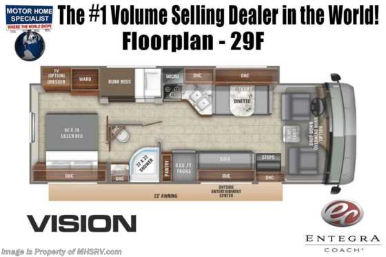 2022 Entegra Coach Vision 29F Bunk Model W/ Modern Farmhouse Interior, Bedroom TV, Bunk Overhead &amp; More Floorplan