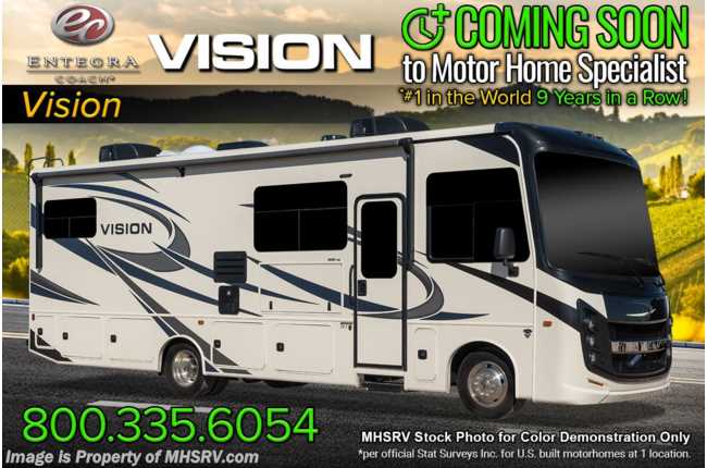 2023 Entegra Coach Vision 29F Bunk Model W/ Modern Farmhouse Decor, Overhead Bunk, TV in Bedroom