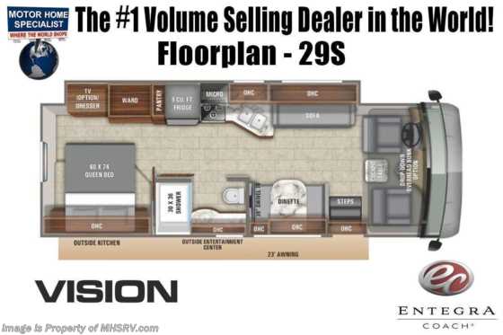 2022 Entegra Coach Vision 29S W/ Theater Seating Sofa, O/H Loft, Bedroom TV, Customer Value Package &amp; More Floorplan
