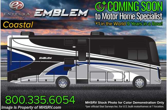 2023 Entegra Coach Emblem 36H W/ Power Theater Seating, Stack W/D, O/H Loft, Customer Value Pkg. &amp; More