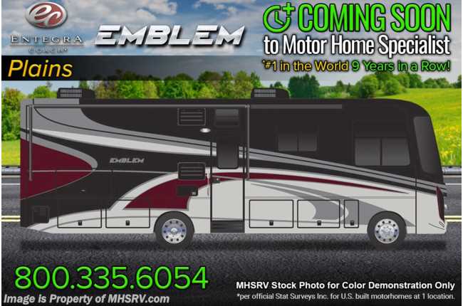2023 Entegra Coach Emblem 36H W/ Power Theater Sofa, O/H Loft, Stack W/D &amp; More