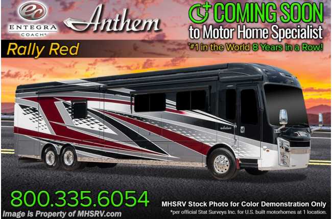 2023 Entegra Coach Anthem 44Z Bath &amp; 1/2 W/ Dual Solar Panel, Reclining Power Sofa, Upgraded Stonewall Cabinetry, Satellite &amp; More