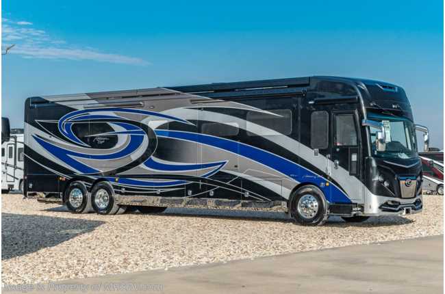 2022 American Coach American Eagle 45K Bath &amp; 1/2 W/ Lithium Bats, 360 Cam, Theater Seating, Satellite, Ext. Freezer &amp; More
