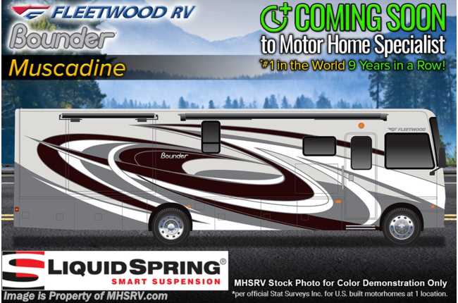 2023 Fleetwood Bounder 33C W/ Theater Seating Sofa, Liquid Spring Suspension, W/D, Satellite, Collision Mitigation, Power Cord Reel &amp; More