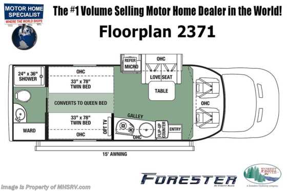 2022 Forest River Forester TS 2371A All-Wheel Drive (AWD) EcoBoost®  W/ Maxx Air, 3 Cam System, Solar, Power Awning &amp; More! Floorplan