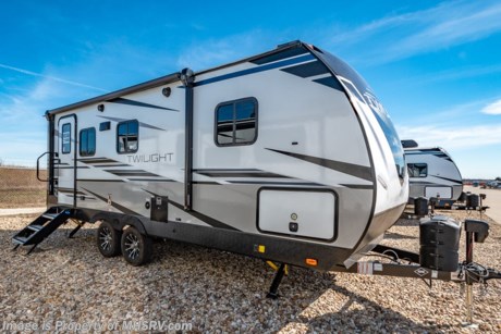5-26-22 &lt;a href=&quot;http://www.mhsrv.com/travel-trailers/&quot;&gt;&lt;img src=&quot;http://www.mhsrv.com/images/sold-traveltrailer.jpg&quot; width=&quot;383&quot; height=&quot;141&quot; border=&quot;0&quot;&gt;&lt;/a&gt;  The 2022 Twilight Luxury Travel Trailer by Thor Industry&#39;s Cruiser RV Division. Model TWS 2100 is approximately 22 feet 10 inches in length featuring a large living area, large windows for tons of natural light and upgraded amenities inside &amp; out! This amazing RV hosts the Signature Package which features a King Size Serta Comfort Mattress, Spare Tire, Power Tongue Jack, Deluxe Graphics Painted with Painted Fiberglass Cap, Solid Triple Entry Step, Main Entry Door w/ Large Assist Grab Handle, Rain-Away Radius Roof w/ 16” O.C. Roof Rafters, Dual Ducted Whole House A/C System, Heated &amp; Enclosed Underbelly w/ Insulated Wrap Holding Tanks, Electric Awning w/ LED Light Strip, Keyed-A-Like Like Door System, Battery Disconnect, Solid Surface Kitchen Countertops, Black Out Roller Shades w/ Tinted Windows, Hardwood Cabinet Doors with Hidden Hinges, Stainless Steel Refrigerator, Upgraded Appliance Package, LED HD Living Room TV, Porcelain Toilet, and a Highrise Kitchen Faucet w/ Pull Out Sprayer. Additional options for this beautiful travel trailer include the power stabilizer jacks and theater dinette. MSRP $47,344. For additional details on this unit and our entire inventory including brochures, videos, photos, reviews &amp; testimonials as well as additional information about Motor Home Specialist and our manufacturers please visit us at MHSRV.com or call 800-335-6054. At Motor Home Specialist, we DO NOT charge any prep or orientation fees like you will find at other dealerships. All sale prices include a 200-point inspection, interior &amp; exterior wash, detail service and a fully automated high-pressure rain booth test and coach wash that is a standout service unlike that of any other in the industry. You will also receive a thorough coach orientation with an MHSRV technician, a night stay in our delivery park featuring landscaped and covered pads with full hook-ups and much more! Read Thousands upon Thousands of 5-Star Reviews at MHSRV.com and See What They Had to Say About Their Experience at Motor Home Specialist. WHY PAY MORE? WHY SETTLE FOR LESS?