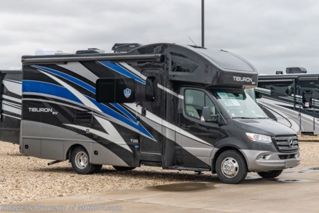 5-20-22  &lt;a href=&quot;http://www.mhsrv.com/thor-motor-coach/&quot;&gt;&lt;img src=&quot;http://www.mhsrv.com/images/sold-thor.jpg&quot; width=&quot;383&quot; height=&quot;141&quot; border=&quot;0&quot;&gt;&lt;/a&gt; MSRP $198,676. New 2022 Thor Motor Coach Tiburon SV 24TT Mercedes Diesel Sprinter. This Luxury RV measures approximately 24 feet 9 inches in length with a tank-less water heater, a generator and the ultra-high-line cabinetry from TMC that set this coach apart from the competition! Optional equipment includes the beautiful full-body paint exterior, single child safety tether, auto leveling jacks w/ touch pad controls and a 3.2KW Onan diesel generator. The Tiburon Sprinter also features a fiberglass front cap with skylight, an armless power patio awning with integrated LED lighting, frameless windows, remote exterior mirrors, back up system, swivel captain’s chairs, full extension metal ball-bearing drawer guides, Rapid Camp+, holding tanks with heat pads and much more. For more complete details on this unit and our entire inventory including brochures, window sticker, videos, photos, reviews &amp; testimonials as well as additional information about Motor Home Specialist and our manufacturers please visit us at MHSRV.com or call 800-335-6054. At Motor Home Specialist, we DO NOT charge any prep or orientation fees like you will find at other dealerships. All sale prices include a 200-point inspection, interior &amp; exterior wash, detail service and a fully automated high-pressure rain booth test and coach wash that is a standout service unlike that of any other in the industry. You will also receive a thorough coach orientation with an MHSRV technician, an RV Starter&#39;s kit, a night stay in our delivery park featuring landscaped and covered pads with full hook-ups and much more! Read Thousands upon Thousands of 5-Star Reviews at MHSRV.com and See What They Had to Say About Their Experience at Motor Home Specialist. WHY PAY MORE? WHY SETTLE FOR LESS?
