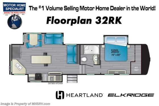 2022 Heartland RV ElkRidge 32RK W/ Shower Skylight, King Bed, Bedroom TV &amp; More Floorplan