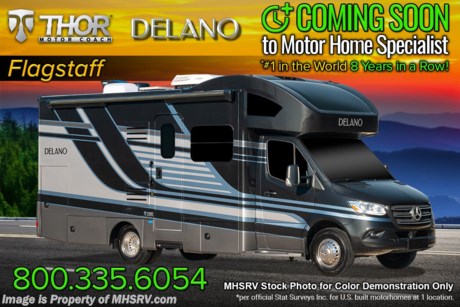 1/4/22  &lt;a href=&quot;http://www.mhsrv.com/thor-motor-coach/&quot;&gt;&lt;img src=&quot;http://www.mhsrv.com/images/sold-thor.jpg&quot; width=&quot;383&quot; height=&quot;141&quot; border=&quot;0&quot;&gt;&lt;/a&gt;  MSRP $196,600. New 2022 Thor Motor Coach Delano SV 24RW Mercedes Diesel Sprinter. This Luxury RV measures approximately 25 feet 8 inches in length with a tank-less water heater, a generator and the ultra-high-line cabinetry from TMC that set this coach apart from the competition! Optional equipment includes the beautiful full-body paint exterior, auto leveling jacks w/ touch pad controls and an Onan diesel generator. The Delano Sprinter also features a fiberglass front cap with skylight, an armless power patio awning with integrated LED lighting, frameless windows, remote exterior mirrors, backup system, swivel captain’s chairs, full extension metal ball-bearing drawer guides, Rapid Camp+, holding tanks with heat pads and much more. For more complete details on this unit and our entire inventory including brochures, window sticker, videos, photos, reviews &amp; testimonials as well as additional information about Motor Home Specialist and our manufacturers please visit us at MHSRV.com or call 800-335-6054. At Motor Home Specialist, we DO NOT charge any prep or orientation fees like you will find at other dealerships. All sale prices include a 200-point inspection, interior &amp; exterior wash, detail service and a fully automated high-pressure rain booth test and coach wash that is a standout service unlike that of any other in the industry. You will also receive a thorough coach orientation with an MHSRV technician, an RV Starter&#39;s kit, a night stay in our delivery park featuring landscaped and covered pads with full hook-ups and much more! Read Thousands upon Thousands of 5-Star Reviews at MHSRV.com and See What They Had to Say About Their Experience at Motor Home Specialist. WHY PAY MORE? WHY SETTLE FOR LESS?