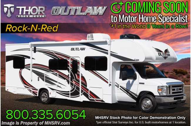 2022 Thor Motor Coach Outlaw Toy Hauler 29J Toy Hauler W/ Cabover Safety Net, Solar, Auto Leveling Jacks, Wifi, &amp; Much More
