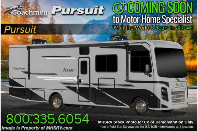 2022 Coachmen Pursuit 31TS W/ Theater Seats, King Bed, OH Loft, Fireplace, 50 AMP, Dual A/C &amp; More