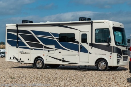 10/5 &lt;a href=&quot;http://www.mhsrv.com/coachmen-rv/&quot;&gt;&lt;img src=&quot;http://www.mhsrv.com/images/sold-coachmen.jpg&quot; width=&quot;383&quot; height=&quot;141&quot; border=&quot;0&quot;&gt;&lt;/a&gt;  MSRP $195,344. New 2022 Coachmen Mirada Model 29FW RV. This beautiful class A motor home measures approximately 30 feet 7 inches in length and boast several new innovations. The Mirada is also beautifully appointed featuring hardwood cabinet doors, solid surface kitchen countertop, tile backsplash and large stainless steel farm house sink. This beautiful new class A motor home also features the new Ford&#174; 7.3L PFI V-8 engine with 350HP, 468 ft. lbs. torque, a 6-speed TorqShift&#174; automatic transmission, an updated instrument cluster, automatic headlights and a tilt and telescoping steering wheel. A few standard features and construction highlights that help set the Mirada apart include 1-piece fiberglass roof, Azdel™ Nobel Select sidewalls, solar privacy shades throughout, power windshield shade, flush mounted 3 burner range with oven, glass door shower, 5.5KW Onan generator, 50 Amp service, (2) roof A/C units, rear vision monitor w/ high definition backup and sideview cameras, electric awning, automatic transfer switch for easy set-up, pass-thru storage, automatic leveling jacks and much more. For additional details on this unit and our entire inventory including brochures, window sticker, videos, photos, reviews &amp; testimonials as well as additional information about Motor Home Specialist and our manufacturers please visit us at MHSRV.com or call 800-335-6054. At Motor Home Specialist, we DO NOT charge any prep or orientation fees like you will find at other dealerships. All sale prices include a 200-point inspection, interior &amp; exterior wash, detail service and a fully automated high-pressure rain booth test and coach wash that is a standout service unlike that of any other in the industry. You will also receive a thorough coach orientation with an MHSRV technician, a night stay in our delivery park featuring landscaped and covered pads with full hook-ups and much more! Read Thousands upon Thousands of 5-Star Reviews at MHSRV.com and See What They Had to Say About Their Experience at Motor Home Specialist. WHY PAY MORE? WHY SETTLE FOR LESS?