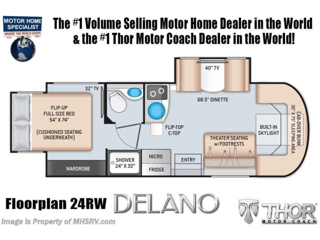 Floorplan of 2023 Thor Motor Coach Delano 24RW