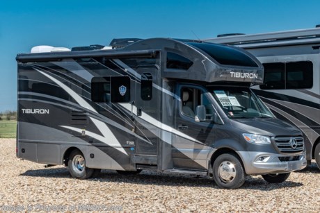 5-20-22  &lt;a href=&quot;http://www.mhsrv.com/thor-motor-coach/&quot;&gt;&lt;img src=&quot;http://www.mhsrv.com/images/sold-thor.jpg&quot; width=&quot;383&quot; height=&quot;141&quot; border=&quot;0&quot;&gt;&lt;/a&gt; MSRP $200,176. New 2022 Thor Motor Coach Tiburon Mercedes Diesel Sprinter Model 24TT. This Luxury RV measures approximately 24 feet 9 inches in length and rides on the premier Mercedes Benz Sprinter chassis equipped with an Active Braking Assist system, Attention Assist, Active Lane Assist, a Wet Wiper System and Distance Regulator Distronic Plus. You will also find a tank-less water heater, an Onan generator and the ultra-high-line cabinetry from TMC that set this coach apart from the competition! Optional equipment includes the beautiful full-body paint exterior, single child safety tether, automatic leveling jacks w/ touch pad controls, and a 3.2KW Onan diesel generator. The all new Tiburon Sprinter also features a 5,000 lb. hitch, fiberglass front cap with skylight, an armless power patio awning with integrated LED lighting, frameless windows, a multimedia dash radio with Bluetooth and navigation, heated &amp; remote exterior mirrors, back up system, swivel captain’s chairs, full extension metal ball-bearing drawer guides, Rapid Camp+, holding tanks with heat pads and much more. For more complete details on this unit and our entire inventory including brochures, window sticker, videos, photos, reviews &amp; testimonials as well as additional information about Motor Home Specialist and our manufacturers please visit us at MHSRV.com or call 800-335-6054. At Motor Home Specialist, we DO NOT charge any prep or orientation fees like you will find at other dealerships. All sale prices include a 200-point inspection, interior &amp; exterior wash, detail service and a fully automated high-pressure rain booth test and coach wash that is a standout service unlike that of any other in the industry. You will also receive a thorough coach orientation with an MHSRV technician, an RV Starter&#39;s kit, a night stay in our delivery park featuring landscaped and covered pads with full hook-ups and much more! Read Thousands upon Thousands of 5-Star Reviews at MHSRV.com and See What They Had to Say About Their Experience at Motor Home Specialist. WHY PAY MORE? WHY SETTLE FOR LESS?
