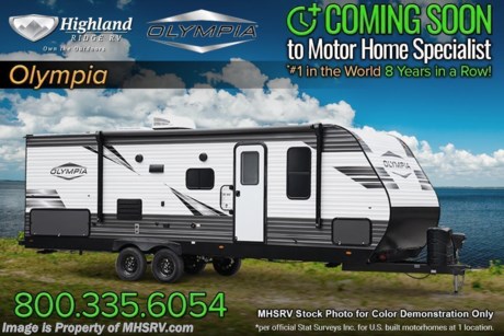 11/16/21  &lt;a href=&quot;http://www.mhsrv.com/travel-trailers/&quot;&gt;&lt;img src=&quot;http://www.mhsrv.com/images/sold-traveltrailer.jpg&quot; width=&quot;383&quot; height=&quot;141&quot; border=&quot;0&quot;&gt;&lt;/a&gt;  M.S.R.P. $39,810. The All-New 2022 Highland Ridge Olympia 26BHS Bunk Model is approximately 30 feet 9 inches featuring a double bunk, fireplace and exterior refrigerator. This RV features the optional upgraded main A/C, second ducted A/C and an LED TV. Additional options include the Solar Power Package and the Customer Convenience &amp; RVR packages which feature a 3 burner range with glass cover, residential flooring throughout, water heater, microwave, nitrogen filled tires, power awning with LED lighting, integrated speakers, solar prep, stabilizer jacks, dinette storage doors, upgraded kitchen faucet, 7 way plug, solid step main entrance step, blackout shades, gas struts on the main bed, kitchen backsplash and much more! M.S.R.P. of $39,810 includes freight and destination charges. For additional details on this unit and our entire inventory including brochures, window sticker, videos, photos, reviews &amp; testimonials as well as additional information about Motor Home Specialist and our manufacturers please visit us at MHSRV.com or call 800-335-6054. At Motor Home Specialist, we DO NOT charge any prep or orientation fees like you will find at other dealerships. All sale prices include a 200-point inspection, interior &amp; exterior wash, detail service and a fully automated high-pressure rain booth test and coach wash that is a standout service unlike that of any other in the industry. You will also receive a thorough coach orientation with an MHSRV technician, a night stay in our delivery park featuring landscaped and covered pads with full hook-ups and much more! Read Thousands upon Thousands of 5-Star Reviews at MHSRV.com and See What They Had to Say About Their Experience at Motor Home Specialist. WHY PAY MORE? WHY SETTLE FOR LESS?