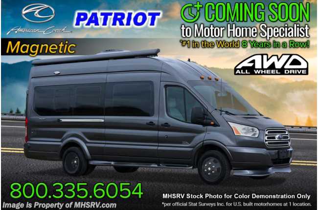 2023 American Coach Patriot MD2 Luxury All-Wheel Drive (AWD) EcoBoost® Transit W/ FBP, Apple TV &amp; Internet &amp; Custom Black Rims