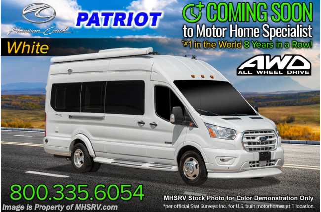 2023 American Coach Patriot MD2 Luxury All-Wheel Drive (AWD) EcoBoost® Transit W/ Seat Heat &amp; Massage, Wifi &amp; Apple TV, Satin Wood &amp; More