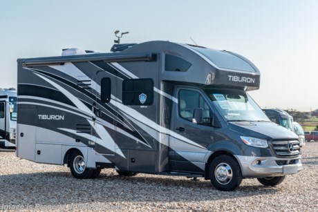 5-20-22  &lt;a href=&quot;http://www.mhsrv.com/thor-motor-coach/&quot;&gt;&lt;img src=&quot;http://www.mhsrv.com/images/sold-thor.jpg&quot; width=&quot;383&quot; height=&quot;141&quot; border=&quot;0&quot;&gt;&lt;/a&gt; MSRP $207,075. New 2022 Thor Motor Coach Tiburon Mercedes Diesel Sprinter Model 24RW. This Luxury RV measures approximately 25 feet 8 inches in length and rides on the premier Mercedes Benz Sprinter chassis equipped with an Active Braking Assist system, Attention Assist, Active Lane Assist, a Wet Wiper System and Distance Regulator Distronic Plus. You will also find a tank-less water heater, an Onan generator and the ultra-high-line cabinetry from TMC that set this coach apart from the competition! Optional equipment includes the beautiful full-body paint exterior, auto leveling jacks w/ touch pad controls, and a diesel generator. The all new Tiburon Sprinter also features a fiberglass front cap with skylight, an armless power patio awning with integrated LED lighting, frameless windows, a multimedia dash radio with Bluetooth and navigation, heated &amp; remote exterior mirrors, back up system, swivel captain’s chairs, full extension metal ball-bearing drawer guides, Rapid Camp+, holding tanks with heat pads and much more. For more complete details on this unit and our entire inventory including brochures, window sticker, videos, photos, reviews &amp; testimonials as well as additional information about Motor Home Specialist and our manufacturers please visit us at MHSRV.com or call 800-335-6054. At Motor Home Specialist, we DO NOT charge any prep or orientation fees like you will find at other dealerships. All sale prices include a 200-point inspection, interior &amp; exterior wash, detail service and a fully automated high-pressure rain booth test and coach wash that is a standout service unlike that of any other in the industry. You will also receive a thorough coach orientation with an MHSRV technician, an RV Starter&#39;s kit, a night stay in our delivery park featuring landscaped and covered pads with full hook-ups and much more! Read Thousands upon Thousands of 5-Star Reviews at MHSRV.com and See What They Had to Say About Their Experience at Motor Home Specialist. WHY PAY MORE? WHY SETTLE FOR LESS?
