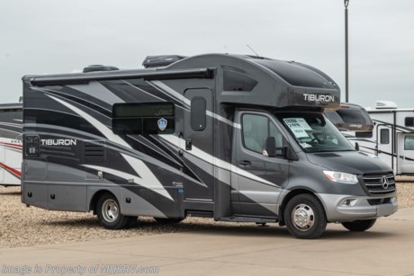 5-5-22  &lt;a href=&quot;http://www.mhsrv.com/thor-motor-coach/&quot;&gt;&lt;img src=&quot;http://www.mhsrv.com/images/sold-thor.jpg&quot; width=&quot;383&quot; height=&quot;141&quot; border=&quot;0&quot;&gt;&lt;/a&gt;  MSRP $207,226. New 2022 Thor Motor Coach Tiburon Mercedes Diesel Sprinter Model 24FB. This Luxury RV measures approximately 25 feet 8 inches in length and rides on the premier Mercedes Benz Sprinter chassis equipped with an Active Braking Assist system, Attention Assist, Active Lane Assist, a Wet Wiper System and Distance Regulator Distronic Plus. You will also find a tank-less water heater, a generator and the ultra-high-line cabinetry from TMC that set this coach apart from the competition! Optional equipment includes the beautiful full body paint exterior, automatic leveling jacks,  diesel generator, and single child safety tether. The all new Tiburon Sprinter also features a fiberglass front cap with skylight, an armless power patio awning with integrated LED lighting, frameless windows, a multimedia dash radio with Bluetooth and navigation, heated &amp; remote exterior mirrors, back up system, swivel captain’s chairs, full extension metal ball-bearing drawer guides, Rapid Camp+, holding tanks with heat pads and much more. For more complete details on this unit and our entire inventory including brochures, window sticker, videos, photos, reviews &amp; testimonials as well as additional information about Motor Home Specialist and our manufacturers please visit us at MHSRV.com or call 800-335-6054. At Motor Home Specialist, we DO NOT charge any prep or orientation fees like you will find at other dealerships. All sale prices include a 200-point inspection, interior &amp; exterior wash, detail service and a fully automated high-pressure rain booth test and coach wash that is a standout service unlike that of any other in the industry. You will also receive a thorough coach orientation with an MHSRV technician, an RV Starter&#39;s kit, a night stay in our delivery park featuring landscaped and covered pads with full hook-ups and much more! Read Thousands upon Thousands of 5-Star Reviews at MHSRV.com and See What They Had to Say About Their Experience at Motor Home Specialist. WHY PAY MORE? WHY SETTLE FOR LESS?
