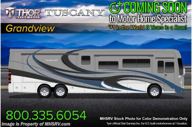 2022 Thor Motor Coach Tuscany 45BX Bunk Model RV W/ 2 Full Baths, Massive Chaise Lounge, King Bed &amp; 2 Power Slide Storage Trays