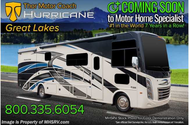 2022 Thor Motor Coach Hurricane 34J Bunk Model W/ Solar, Upgraded Cabinetry, Partial Paint, Safety Tether
