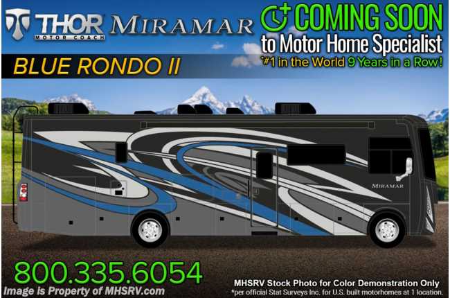 2023 Thor Motor Coach Miramar 37.1 2 Full Bath Bunk Model W/ Frameless Dual Pane Windows &amp; Electric Fireplace