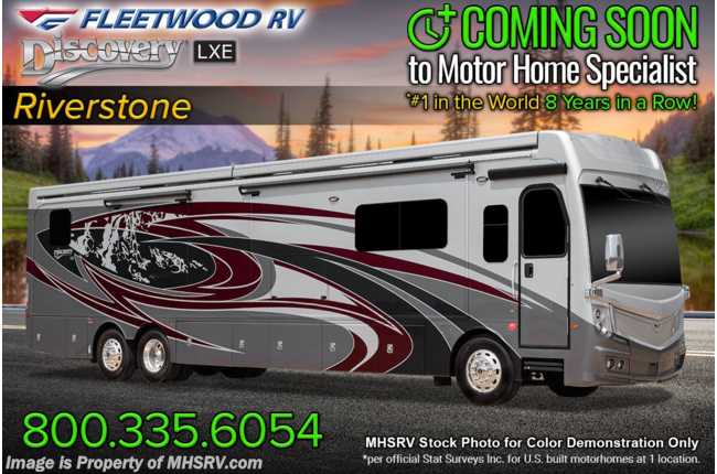 2022 Fleetwood Discovery LXE 44B Bath &amp; 1/2, Bunk Model W/ Ext. Freezer, Oceanfront Collection, Motion Power Lounge, Heated Floors, 2nd Patio Awning &amp; More