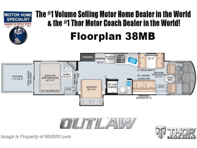 Floorplan of 2022 Thor Motor Coach Outlaw 38MB