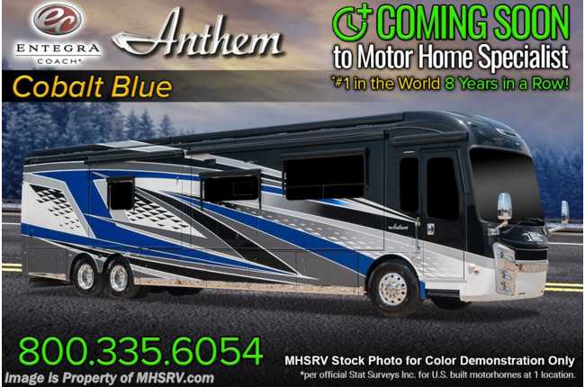 2023 Entegra Coach Anthem 44W Bath &amp; 1/2 W/ King Bed, Theater Seating, Upgraded Cabinetry, Dual Solar &amp; Booth Dinette