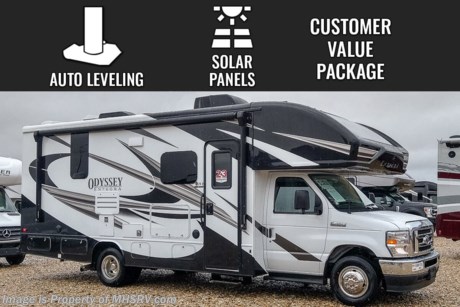 SOLD 7-21-23  MSRP $166,553. New 2023 Entegra Odyssey 24B Luxury Class C RV. The Odyssey features a one-piece seamless fiberglass roof, front and rear stabilizer bars, Hellwig Helper springs, and the all-new Ford&#174; V8 and E-450 chassis. You will also love the Entegra Coach Odyssey&#39;s amazing molded front fiberglass cap that distinguishes this class C from any other on the market today. The distinctive design also enables the front cab-over to feature a huge built-in skylight with power shade. Just push a button and let Mother Nature light up the beautiful interior d&#233;cor and gaze at the stars at the end of a fun-filled day. Options include the Modern Farmhouse interior, partial paint, bedroom tv, sun folding windshield shade, solar panel with dual controller, second house battery, hydraulic auto leveling jacks and the customer value package. For additional details on this unit and our entire inventory including brochures, window sticker, videos, photos, reviews &amp; testimonials as well as additional information about Motor Home Specialist and our manufacturers please visit us at MHSRV.com or call 800-335-6054. At Motor Home Specialist, we DO NOT charge any prep or orientation fees like you will find at other dealerships. All sale prices include a 200-point inspection, interior &amp; exterior wash, detail service and a fully automated high-pressure rain booth test and coach wash that is a standout service unlike that of any other in the industry. You will also receive a thorough coach orientation with an MHSRV technician, a night stay in our delivery park featuring landscaped and covered pads with full hook-ups and much more! Read Thousands upon Thousands of 5-Star Reviews at MHSRV.com and See What They Had to Say About Their Experience at Motor Home Specialist. WHY PAY MORE? WHY SETTLE FOR LESS?