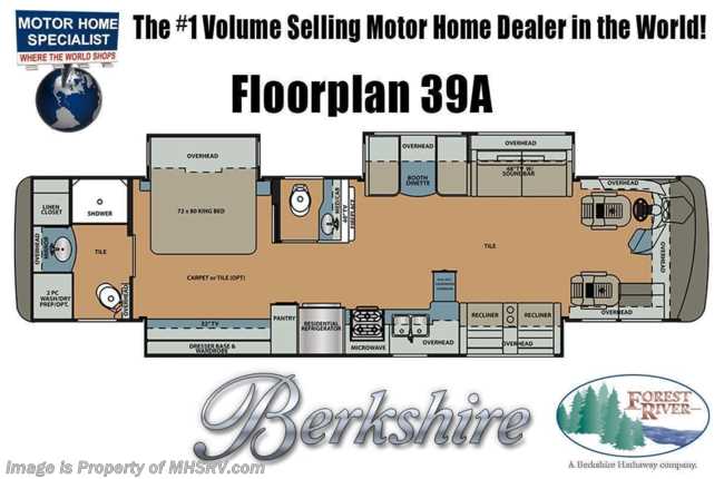 2023 Forest River Berkshire 39A Bath &amp; 1/2 Diesel Pusher RV W/ Stackable W/D, Satellite &amp; Much More