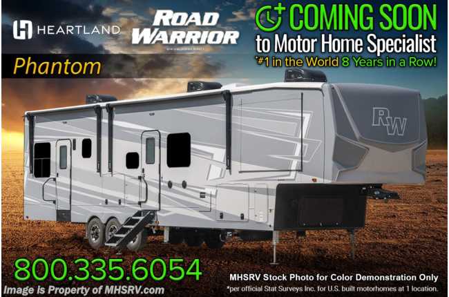 2022 Heartland RV Road Warrior 351RW Luxury Toy Hauler Bath &amp; 1/2 W/ FBP, Removable Garage Walls, 3 A/Cs, Cargo Carpet &amp; Much More