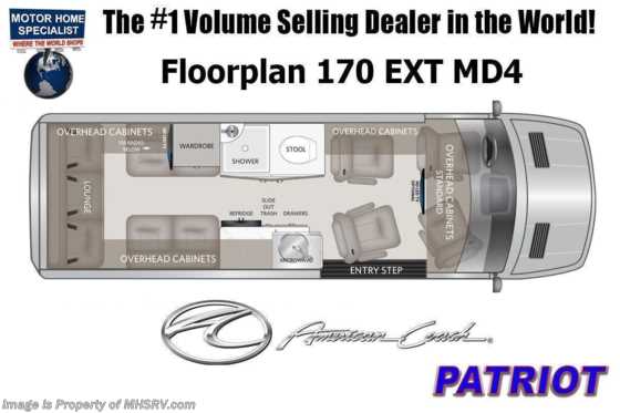 2023 American Coach Patriot MD4 4x4 Sprinter Diesel RV W/ Lithium Batteries, Black Rims, Surround View Cams System &amp; Much More Floorplan