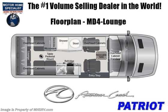2023 American Coach Patriot MD4 Sprinter W/ RWD, Alum Wheels, Seat Heat, FBP &amp; Massage &amp; More Floorplan