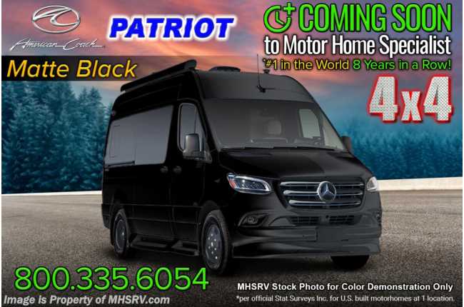 2023 American Coach Patriot MD2 4x4 Sprinter W/ Lithium Batteries, Air Ride Suspension, Black Rims, Roof Rack &amp; More