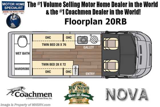 2023 Coachmen Nova 20RB W/ Tank Heaters, Induction Cooktop, Black Rims &amp; More Floorplan