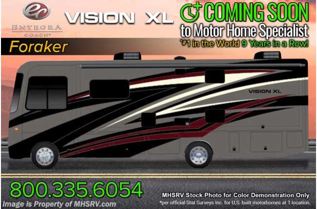 2023 Entegra Coach Vision XL 34G W/ Front O/H Loft, FBP, W/D, Customer Value Pkg. &amp; More