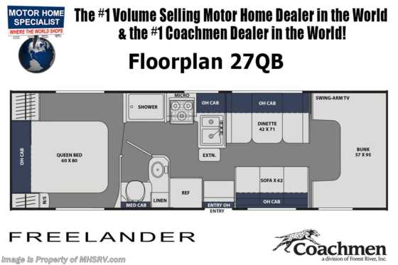 2023 Coachmen Freelander  27QB W/ Upgraded A/C, Running Boards, Adventure Package &amp; More Floorplan