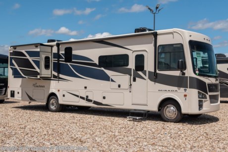 6/20/22  &lt;a href=&quot;http://www.mhsrv.com/coachmen-rv/&quot;&gt;&lt;img src=&quot;http://www.mhsrv.com/images/sold-coachmen.jpg&quot; width=&quot;383&quot; height=&quot;141&quot; border=&quot;0&quot;&gt;&lt;/a&gt;  MSRP $222,458. New 2022 Coachmen Mirada Model 35ES Bath &amp; &#189; Bunk Model RV. This beautiful class A motor home measures approximately 36 feet 10 inches in length and boast several new innovations including Coachmen’s new B-O-W living system that easily converts from Bunks to Office to Wardrobe! The Mirada is also beautifully appointed featuring hardwood cabinet doors, solid surface kitchen countertop, tile backsplash and large stainless steel farm house sink. New for 2022 are stylish new front and rear cap designs, upgraded exterior speakers, 100W solar panel, exterior entertainment center, 2 air conditioners, plush new captain’s chairs, and a power drop down loft making every Mirada floor plan family friendly. This beautiful new class A motor home also features the new Ford&#174; 7.3L PFI V-8 engine with 350HP, 468 ft. lbs. torque, a 6-speed TorqShift&#174; automatic transmission, an updated instrument cluster, automatic headlights and a tilt and telescoping steering wheel. Options include the stackable washer and dryer and the unique Oyster Glass with partial paint exterior. A few standard features and construction highlights that help set the Mirada apart include 1-piece fiberglass roof, Azdel™ Nobel Select sidewalls, solar privacy shades throughout, power windshield shade, flush mounted 3 burner range with oven, glass door shower, generator, 50 Amp service, (2) roof A/C units, rear vision monitor w/ sideview cameras, electric awning, solid surface galley counter tops, electric awning, automatic transfer switch for easy set-up, pass-thru storage, automatic leveling jacks and much more. For additional details on this unit and our entire inventory including brochures, window sticker, videos, photos, reviews &amp; testimonials as well as additional information about Motor Home Specialist and our manufacturers please visit us at MHSRV.com or call 800-335-6054. At Motor Home Specialist, we DO NOT charge any prep or orientation fees like you will find at other dealerships. All sale prices include a 200-point inspection, interior &amp; exterior wash, detail service and a fully automated high-pressure rain booth test and coach wash that is a standout service unlike that of any other in the industry. You will also receive a thorough coach orientation with an MHSRV technician, a night stay in our delivery park featuring landscaped and covered pads with full hook-ups and much more! Read Thousands upon Thousands of 5-Star Reviews at MHSRV.com and See What They Had to Say About Their Experience at Motor Home Specialist. WHY PAY MORE? WHY SETTLE FOR LESS?