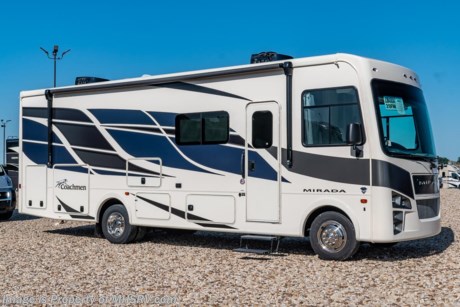5-1-23 &lt;a href=&quot;http://www.mhsrv.com/coachmen-rv/&quot;&gt;&lt;img src=&quot;http://www.mhsrv.com/images/sold-coachmen.jpg&quot; width=&quot;383&quot; height=&quot;141&quot; border=&quot;0&quot;&gt;&lt;/a&gt;  MSRP $201,444. New 2022 Coachmen Mirada Model 29FW RV. This beautiful class A motor home measures approximately 30 feet 7 inches in length and boast several new innovations. The Mirada is also beautifully appointed featuring hardwood cabinet doors, solid surface kitchen countertop, tile backsplash and large stainless steel farm house sink. This beautiful new class A motor home also features the new Ford&#174; 7.3L PFI V-8 engine and a 6-speed TorqShift&#174; automatic transmission, an updated instrument cluster, automatic headlights and a tilt and telescoping steering wheel. A few standard features and construction highlights that help set the Mirada apart include 1-piece fiberglass roof, Azdel™ Nobel Select sidewalls, solar privacy shades throughout, power windshield shade, flush mounted 3 burner range with oven, glass door shower, 5.5KW Onan generator, 50 Amp service, (2) roof A/C units, rear vision monitor w/ high definition backup and sideview cameras, electric awning, automatic transfer switch for easy set-up, pass-thru storage, automatic leveling jacks and much more. For additional details on this unit and our entire inventory including brochures, window sticker, videos, photos, reviews &amp; testimonials as well as additional information about Motor Home Specialist and our manufacturers please visit us at MHSRV.com or call 800-335-6054. At Motor Home Specialist, we DO NOT charge any prep or orientation fees like you will find at other dealerships. All sale prices include a 200-point inspection, interior &amp; exterior wash, detail service and a fully automated high-pressure rain booth test and coach wash that is a standout service unlike that of any other in the industry. You will also receive a thorough coach orientation with an MHSRV technician, a night stay in our delivery park featuring landscaped and covered pads with full hook-ups and much more! Read Thousands upon Thousands of 5-Star Reviews at MHSRV.com and See What They Had to Say About Their Experience at Motor Home Specialist. WHY PAY MORE? WHY SETTLE FOR LESS?