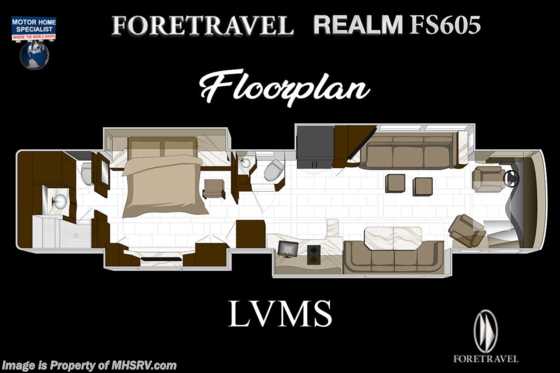 2023 Foretravel Realm FS605 Luxury Villa Master Suite (LVMS) Bath &amp; 1/2 Floorplan