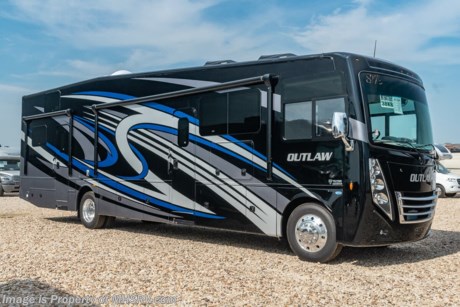 6-1-23 &lt;a href=&quot;http://www.mhsrv.com/thor-motor-coach/&quot;&gt;&lt;img src=&quot;http://www.mhsrv.com/images/sold-thor.jpg&quot; width=&quot;383&quot; height=&quot;141&quot; border=&quot;0&quot;&gt;&lt;/a&gt;  MSRP $306,135. New 2023 Thor Motor Coach Outlaw Toy Hauler model 38KB is approximately 39 feet 9 inches in length with 2 slide-out rooms, high polished aluminum wheels, residential refrigerator, electric rear patio awning, bug screen curtain in the garage, roller shades on the driver &amp; passenger windows, as well as drop down ramp door with spring assist &amp; railing for patio use. This beautiful new motorhome also features the new Ford chassis with 7.3L PFI V-8,a 6-speed TorqShift&#174; automatic transmission, an updated instrument cluster, automatic headlights and a tilt/telescoping steering wheel. Options include the beautiful full body exterior, and leatherette jackknife sofas in garage. The Outlaw toy hauler RV has an incredible list of standard features including beautiful wood &amp; interior decor packages, LED TVs, (3) A/C units, power patio awing with integrated LED lighting, dual side entrance doors, 1-piece windshield, a 5500 Onan generator, 3 camera monitoring system, automatic leveling system, Soft Touch leather furniture and day/night shades. For additional details on this unit and our entire inventory including brochures, window sticker, videos, photos, reviews &amp; testimonials as well as additional information about Motor Home Specialist and our manufacturers please visit us at MHSRV.com or call 800-335-6054. At Motor Home Specialist, we DO NOT charge any prep or orientation fees like you will find at other dealerships. All sale prices include a 200-point inspection, interior &amp; exterior wash, detail service and a fully automated high-pressure rain booth test and coach wash that is a standout service unlike that of any other in the industry. You will also receive a thorough coach orientation with an MHSRV technician, a night stay in our delivery park featuring landscaped and covered pads with full hook-ups and much more! Read Thousands upon Thousands of 5-Star Reviews at MHSRV.com and See What They Had to Say About Their Experience at Motor Home Specialist. WHY PAY MORE? WHY SETTLE FOR LESS?