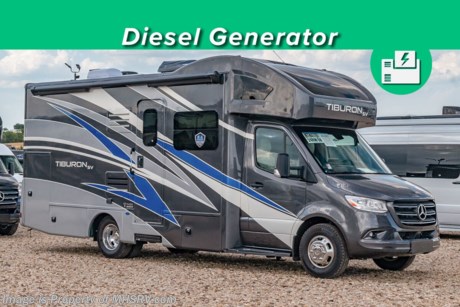 3-16-23 &lt;a href=&quot;http://www.mhsrv.com/thor-motor-coach/&quot;&gt;&lt;img src=&quot;http://www.mhsrv.com/images/sold-thor.jpg&quot; width=&quot;383&quot; height=&quot;141&quot; border=&quot;0&quot;&gt;&lt;/a&gt;  MSRP $207,571. New 2022 Thor Motor Coach Tiburon SV 24RW Mercedes Diesel Sprinter. This Luxury RV measures approximately 25 feet 8 inches in length with a tank-less water heater, a generator and the ultra-high-line cabinetry from TMC that set this coach apart from the competition! Optional equipment includes the beautiful full-body paint exterior, diesel generator, upgraded A/C and auto leveling jacks w/ touch pad controls. The Tiburon Sprinter also features a fiberglass front cap with skylight, an armless power patio awning with integrated LED lighting, frameless windows, remote exterior mirrors, backup system, swivel captain’s chairs, full extension metal ball-bearing drawer guides, Rapid Camp+, holding tanks with heat pads and much more. For additional details on this unit and our entire inventory including brochures, window sticker, videos, photos, reviews &amp; testimonials as well as additional information about Motor Home Specialist and our manufacturers please visit us at MHSRV.com or call 800-335-6054. At Motor Home Specialist, we DO NOT charge any prep or orientation fees like you will find at other dealerships. All sale prices include a 200-point inspection, interior &amp; exterior wash, detail service and a fully automated high-pressure rain booth test and coach wash that is a standout service unlike that of any other in the industry. You will also receive a thorough coach orientation with an MHSRV technician, a night stay in our delivery park featuring landscaped and covered pads with full hook-ups and much more! Read Thousands upon Thousands of 5-Star Reviews at MHSRV.com and See What They Had to Say About Their Experience at Motor Home Specialist. WHY PAY MORE? WHY SETTLE FOR LESS?