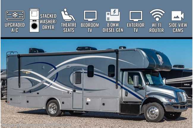 2023 Nexus Triumph 34TSC International Diesel Super C W/ Upgraded Gen, Stack WD, Theater Seating, Oven, Side View Cams