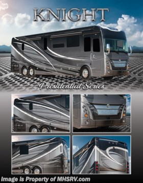 M.S.R.P. $1,568,180 - The 2023 Foretravel Realm Presidential Series takes the luxury motor coach market to all new heights and further propels the legacy of Foretravel as well as the Realm FS6 itself. The Foretravel Realm stands alone as the finest motor coach of its kind available on the market today. It rides on Spartan&#39;s Premier K4 chassis offering incomparable ride, handling, and safety. This extraordinary motor coach is the LVMS (Luxury Villa Master Suite) floor plan with the bold and unmistakable Majesty interior d&#233;cor package and the incredible Knight exterior paint scheme that are both exclusive to the Realm Presidential Series. The LVMS is unlike any luxury motor coach in the world; offering multiple living &amp; dining accommodations highlighted by the dual power-adjustable dinette tables and extra-large curved lounger and a master suite arrangement unlike any other. You will find spacious wardrobes, a lavish custom-built vanity, and a chair that doubles as a workstation, extra-large nightstands, convenient washer/dryer to closet accessibility, and exceptional storage throughout this one-of-a-kind floor plan. You will also find a true flat floor design throughout the Realm Presidential Series including, not only Foretravel&#39;s premium flat floor slide-out rooms but also the bedroom to master bath transition. The Presidential Series also boasts a 600D Hydronic Heating system. You will find a multi-function digital dash and instrumentation display system, the Premier Steer adjustable driver&#39;s assist system, Navigation with in-dash and additional passenger side monitors, a Coach Monitoring System, tire pressure sensors, beautiful full tile floors and back-splashes, ultra-high-end quartz counter tops throughout, premium brand refrigerator and convection microwave, LED accent lighting throughout, a beautiful curved step entry way, Braun extra heavy duty power entrance steps, a designer entry door with LED accent lighting, 4K QLED TVs where applicable, upgraded cab stereo and sub-woofer, heated and cooled leather pilot and co-pilot seats, recessed and upgraded ceiling features in the galley and bedroom, recessed cook top, Mobile Eye Collision Avoidance System, a &quot;Bird&#39;s Eye View&quot; camera system for the ultimate in coach visibility along with an additional 3-camera coach monitoring system with power rear camera, Eaton Vorad blind spotters, dual integrated power awnings, power entry door awning, exterior entertainment center, (2) electric sliding cargo trays, exterior freezer, full coach and multi-color LED ground effect lighting package, unmistakable full body paint exterior with Armor-Coat sprayed protection below windshield, chrome grill and accent package, (2) 2800 watt inverters, electric floor heat, 320-watt solar panel package, dishwasher drawer, HD satellite and WiFi Ranger Elite. The Spartan K4 chassis is not only massive in stature but boasts a best-in-class 20,000 lb. Independent Front Suspension, Premier Steer (adjustable steering control system), Torqued-Box Frame, a passive steering rear tag axle for incomparable handling and maneuverability as well as the Spartan Advanced Protection System which includes OnGuard™ Active a collision mitigation system with adaptive cruise control, electronic stability control, and automatic traction control. You will know instantly, once behind the wheel of a Realm, that this chassis is truly a cut above all other luxury motor coach chassis. It is powered by a Cummins 605HP diesel. You will also find additional advanced safety features on a Realm like a fire suppression system for the engine, Tyron Bead-Lock wheel safety bands and steel construction rather than aluminum found in the competition. You will also enjoy the ultimate slide-out room fit and finish. These slides are undoubtedly head and shoulders above the competition. They feature pneumatic seals that provide a literal airtight seal completely around the entire slide-out room regardless of slide position for the premium in fit, finish, and function. They also feature a power drop-down flooring system that gives the Realm not only a flat-floor when extended, but a true flat-floor when retracted as well. (No carpet lip, uneven floor surfaces, damaging rollers, poorly sealed rubber gaskets, etc.) The Realm also features a flat floor bedroom to master bath transition. You won&#39;t find that in the competition; Nor will you find a *3-YEAR or 50K MILE SPARTAN NO-COST MAINTENANCE PLAN INCLUDED - (A Realm Exclusive) and a *2-YEAR or 24K MILE LIMITED WARRANTY. For more details contact Motor Home Specialist today. REALM, by definition, is a royal kingdom; a domain within which anything may occur, prevail or dominate. The Realm of Dreams is here and available at Motor Home Specialist, the #1 Volume Selling Motor Home Dealership in the World. Visit MHSRV.com or call 800-335-6054 for complete details, photos, videos, brochures, and more. The Foretravel Realm Presidential Series FS6... Your Kingdom Awaits.