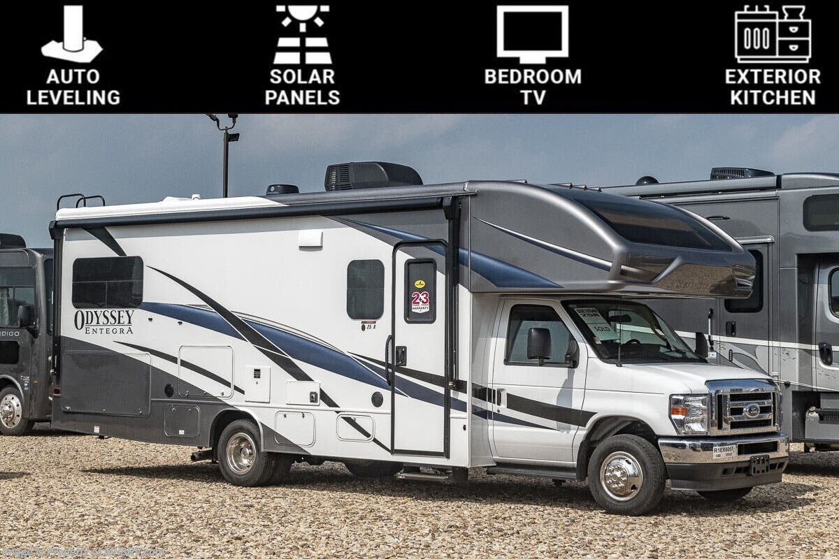 2024 Entegra Coach Odyssey 25R W/ Modern Farmhouse Décor, Theater Seating, Solar, Auto Leveling Jacks, 2nd Battery