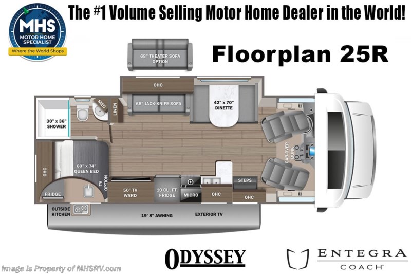 2024 Entegra Coach Odyssey 25R W/ Theater Seating, Bedroom TV ...