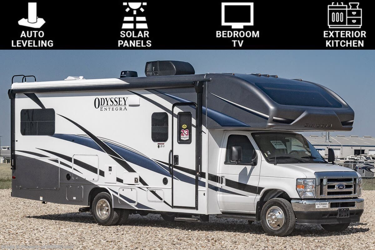 2024 Entegra Coach Odyssey 25R W/ Hydraulic Leveling, Theater Seating Sofa, Solar, Bedroom TV &amp; More