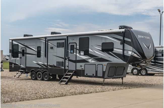 2019 Keystone Raptor 426TS Bath &amp; 1/2 W/ Theater Seats, Oven, Auto Leveling, 3 A/Cs, W/D, Fireplace &amp; More